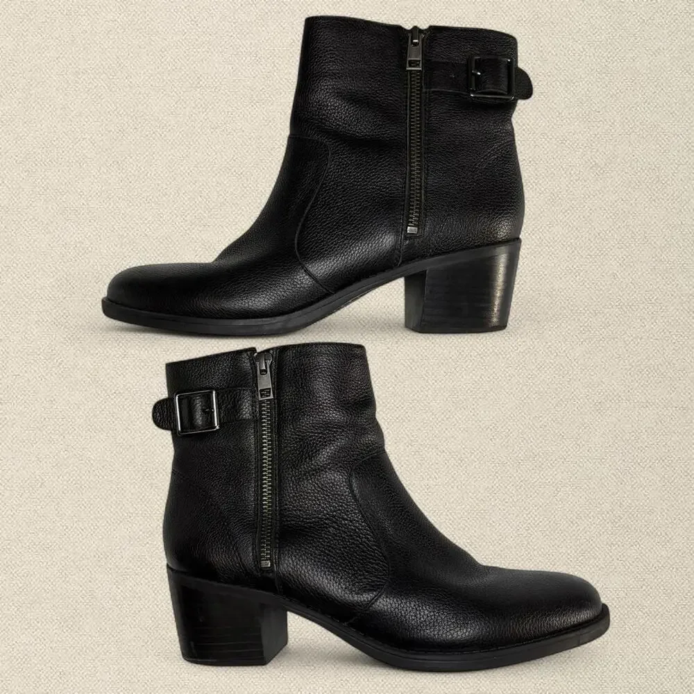 Leather Black Booties Silver Hardware sz 9.5